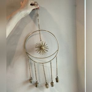 Vintage gold brass sunburst and moon chime primitive bells